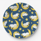 Schafe, schlafende Schafe, Mond, Sterne Pappteller (Vorderseite)