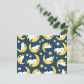 Schafe, schlafende Schafe, Mond, Sterne Postkarte (Stehend Vorderseite)