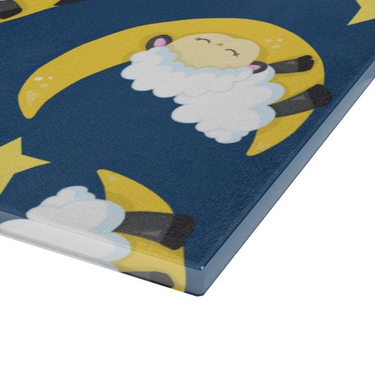 Schafe, schlafende Schafe, Mond, Sterne Schneidebrett (Ecke)