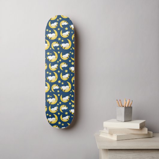 Schafe, schlafende Schafe, Mond, Sterne Skateboard (Wandkunst)