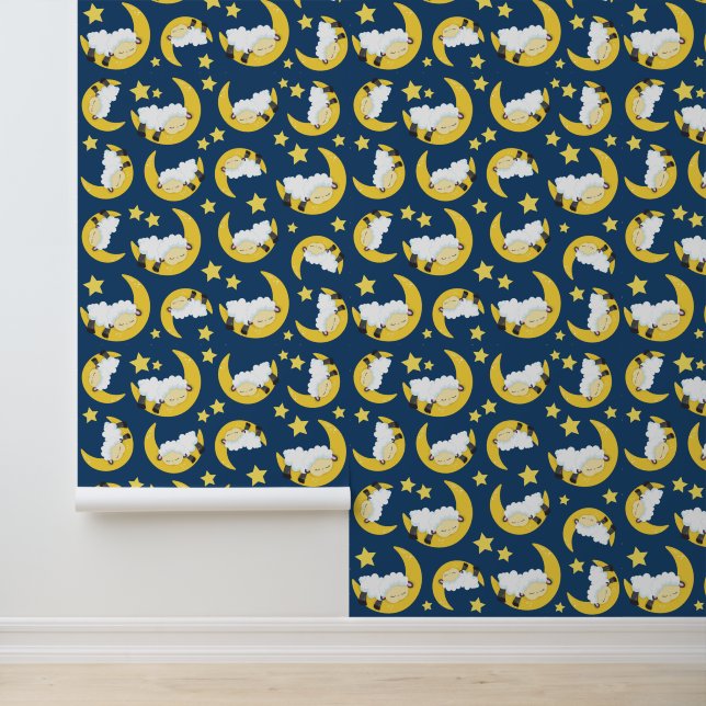 Schafe, schlafende Schafe, Mond, Sterne Tapete (Anwendung)