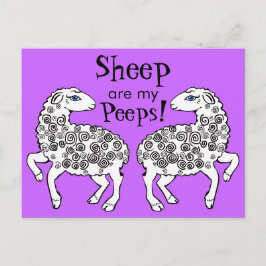 Schafe sind meine Pieps! Volkskunst Lila Postkarte