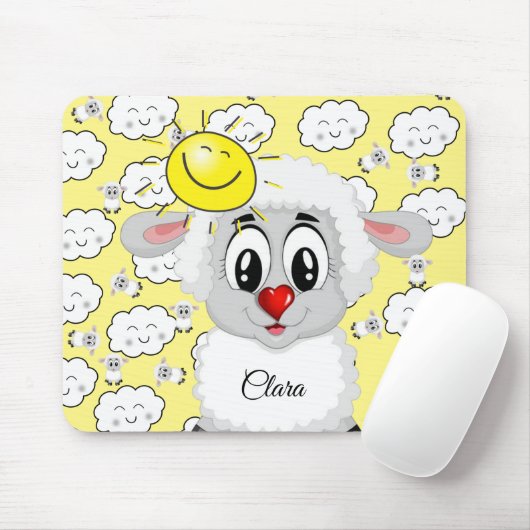 Schafe Sonnenwolken Gelbe Maus Pad! Mousepad (Mit Mouse)