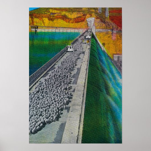Schafe über Grand Coulee Dam Poster (Vorne)
