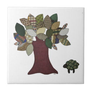 Schafe und Baumstämme Fliese