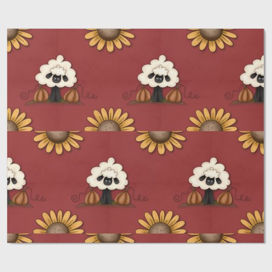 Schafe und Blume Geschenkpapier (Flach)