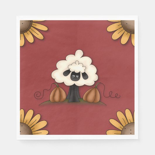 Schafe und Blume Serviette (Vorderseite)