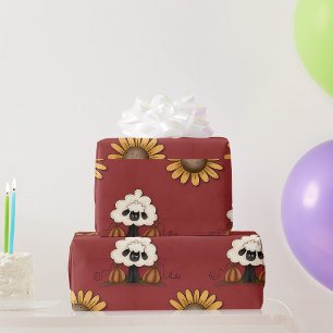 Schafe und Blumen Geschenkpapier