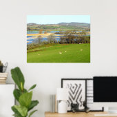 Schafe und der überschwemmte Fluss Exe Poster (Heimbüro)
