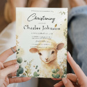 Schafe und grüne Blume - Son Christening Einladung