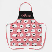 Schafe und Herzen mit Namen - rosa  Schürze (Vorderseite)