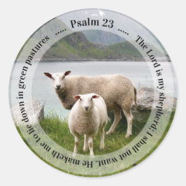 Schafe und Lämmer am Psalm-See 23 Runder Aufkleber