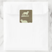 Schafe und Schafe mit Lamm Quadratischer Aufkleber (Tasche)