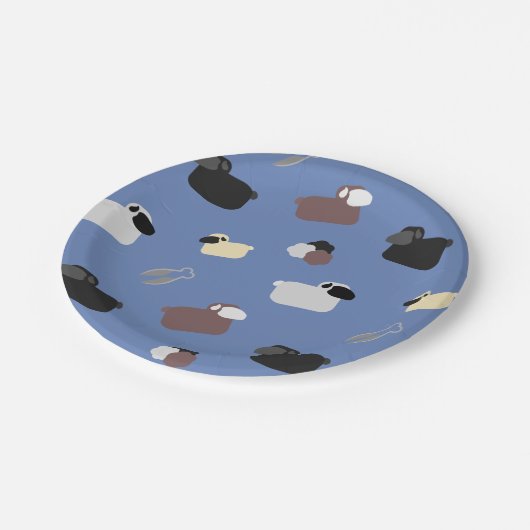 Schafe und Schafe Pappteller (Schrägansicht)