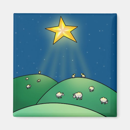 Schafe unter Weihnachtsstern Magnet (Vorne)