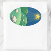 Schafe unter Weihnachtsstern Ovaler Aufkleber (Tasche)