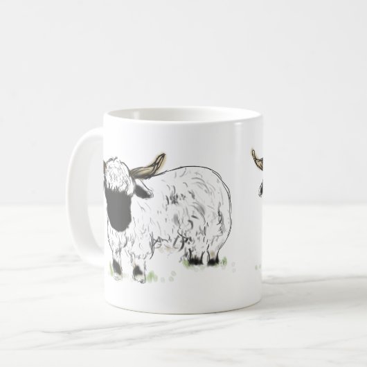 Schafe Wallis Blacknose Kaffeetasse (Vorderseite Links)