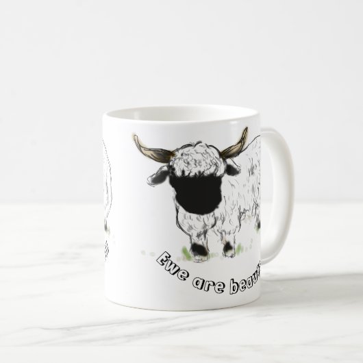 Schafe Wallis Blacknose - Mutterschaf sind schön! Kaffeetasse (VorderseiteRechts)