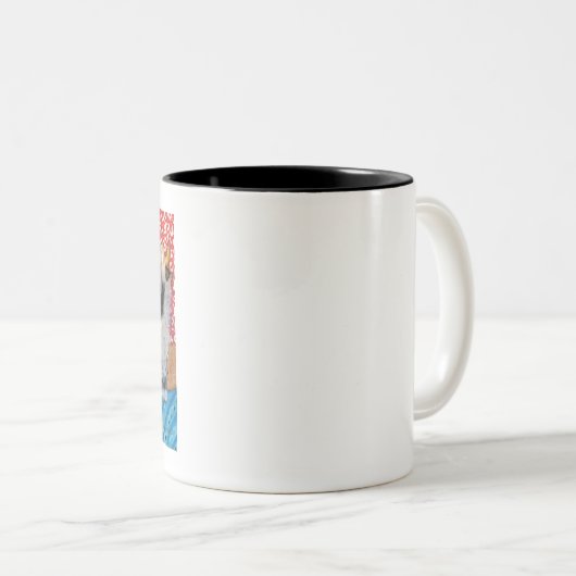 SCHAFE WALLIS BLACKNOSE trinkender Kaffee Zweifarbige Tasse (VorderseiteRechts)