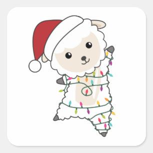 Schafe Weihnachtsschaf Wintertiere Quadratischer Aufkleber