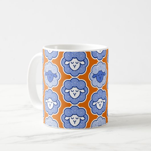 Schafe zählen - blau & orange kaffeetasse (Vorderseite Links)