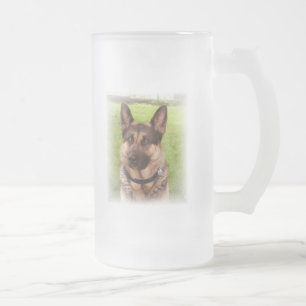 Schäfer-Hundemattierte Bier-Tasse Mattglas Bierglas