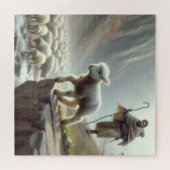 Schäfer jagt ein verlorenes Lamm auf einer Bergkli Puzzle (Horizontal)