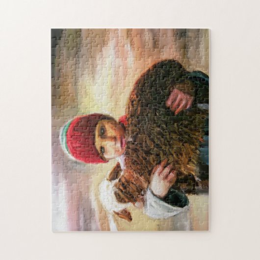 Schäfer Junge mit Lamm Pakistan. Puzzle (Vertikal)