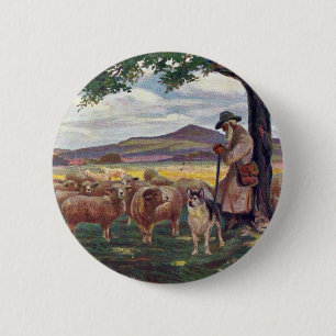 Schäfer und Schafe Vintage Button