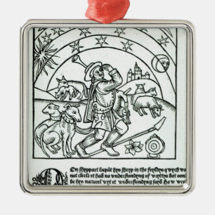Schäfer unter Sun, Mond und Sternen Ornament Aus Metall