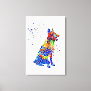 Schäferhund, Aquarell Schäferhund Leinwanddruck