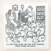 Schäferhund arbeitet von Zuhause mit Schafen. Funn Glasuntersetzer (Vorderseite)