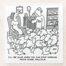 Schäferhund arbeitet von Zuhause mit Schafen. Funn Glasuntersetzer