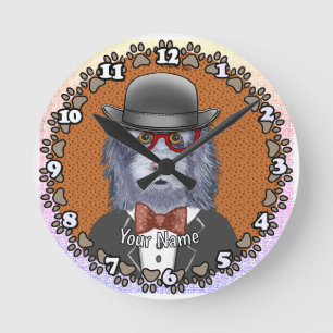 Schäferhund Brille Runde Wanduhr