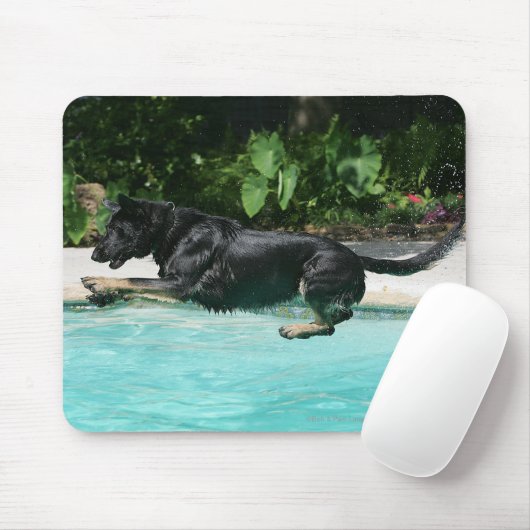 Schäferhund, der in Wasser springt Mousepad (Mit Mouse)