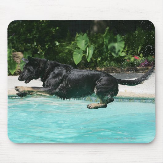 Schäferhund, der in Wasser springt Mousepad (Vorne)