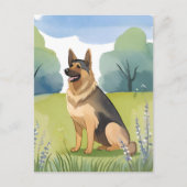 Schäferhund | Dog Aquarellmalerei Postkarte (Vorderseite)