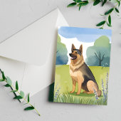 Schäferhund | Dog Aquarellmalerei Postkarte