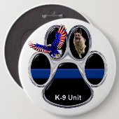 Schäferhund dünnes Blue Line knöpfen Button (Vorne & Hinten)