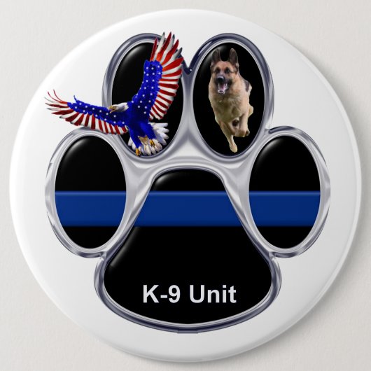 Schäferhund dünnes Blue Line knöpfen Button (Vorderseite)