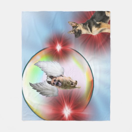 Schäferhund-Engels-Fliegen Fleecedecke (Vorderseite)