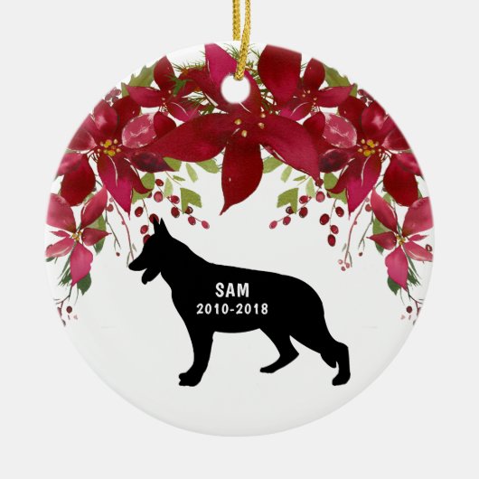 Schäferhund-Erinnerungsweihnachtsverzierung Keramik Ornament (Vorne)