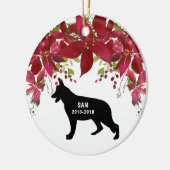 Schäferhund-Erinnerungsweihnachtsverzierung Keramik Ornament (Links)