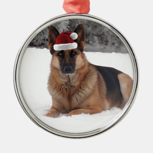 Schäferhund-Foto Ornament Aus Metall (Vorne)