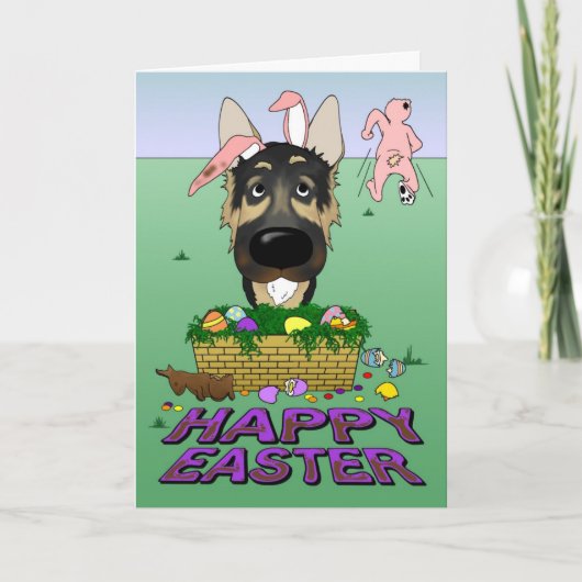Schäferhund fröhliche Ostern Feiertagskarte (Vorderseite)