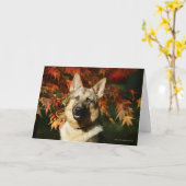 Schäferhund-Herbst-Blätter Karte (Gelbe Blume)