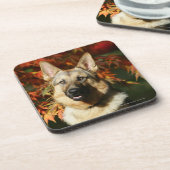 Schäferhund-Herbst-Blätter Untersetzer (Linke Seite)