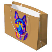 Schäferhund-Hund in den Farben Große Geschenktüte (Rückseite Schrägansicht)