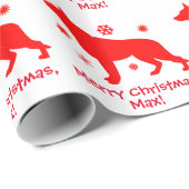 Schäferhund-Hund in den Schnee-frohen Weihnachten Geschenkpapier (Rolleneckpunkt)