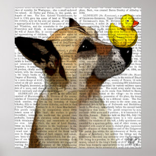 Schäferhund-Hund und Ente Poster